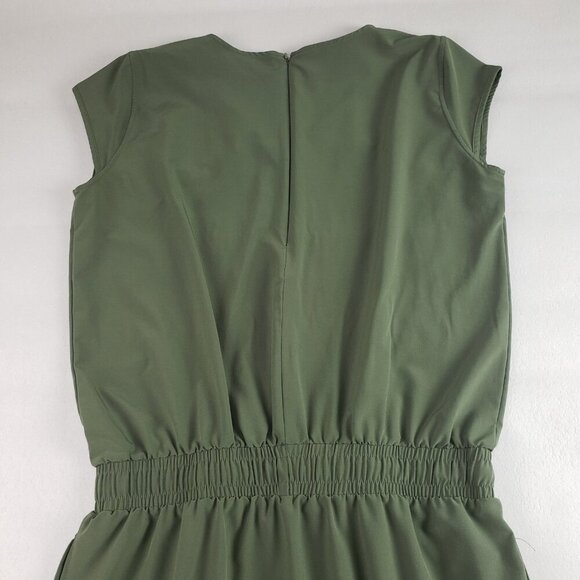 Albion Going Places Drawstring Dress Women Medium Green Cap Sleeve Pockets Nylon - Picture 8 of 12